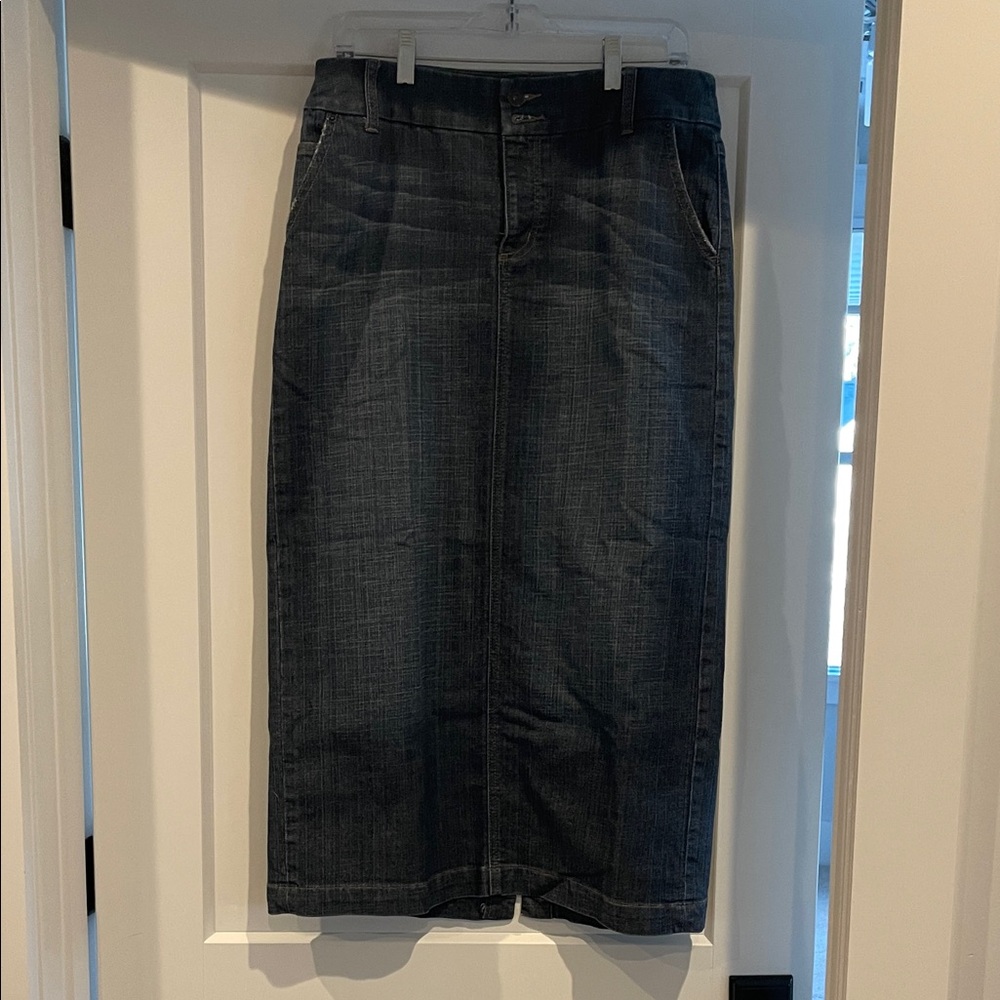 Chico's Dark Denim Midi Skirt
